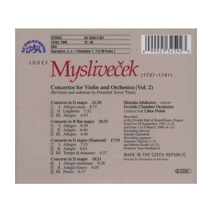 Myslivecek: Violin Concertos Vol. 2 - slide-1