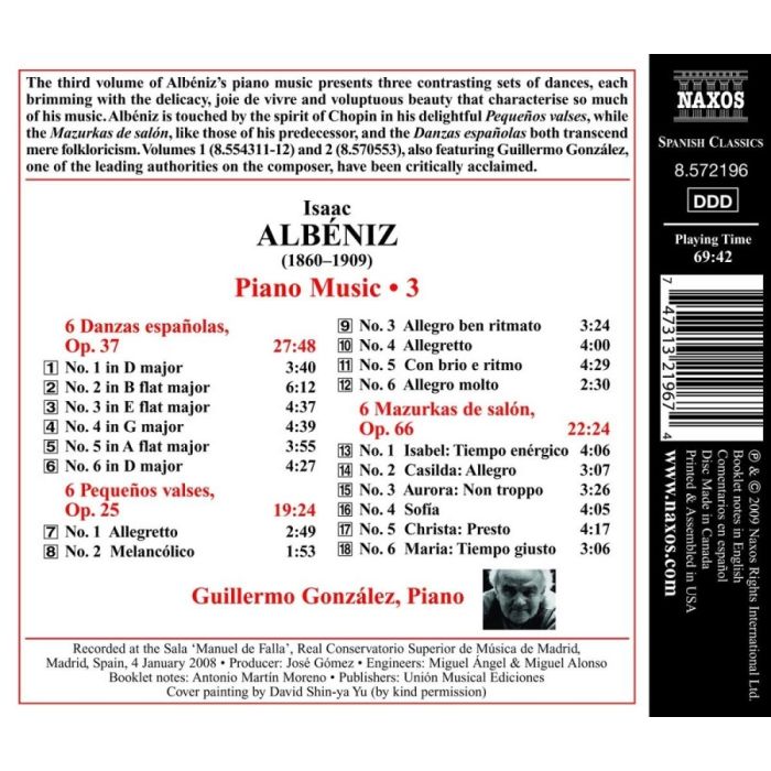 Albeniz: Piano Music 3 - 6 Danzas españolas Op. 37, 6 Pequeños valses Op. 25, 6 Mazurkas de salón Op. 66 - slide-1