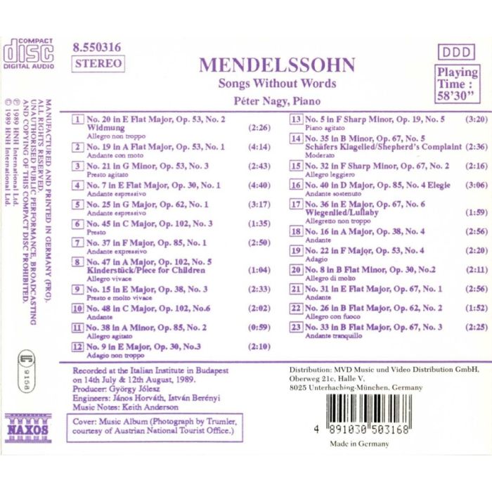 Mendelssohn: Songs without Words, Vol.1 - slide-1
