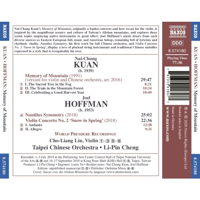 Kuan: Memory of Mountain; Hoffman: Nautilus Symmetry; Violin Concerto - slide-1