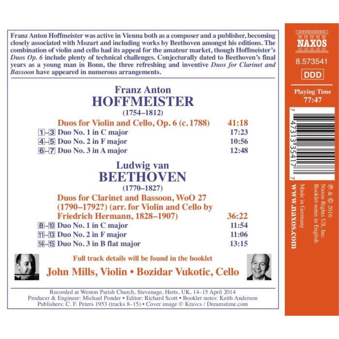 Hoffmeister & Beethoven: Duos for Violin and Cello - slide-1