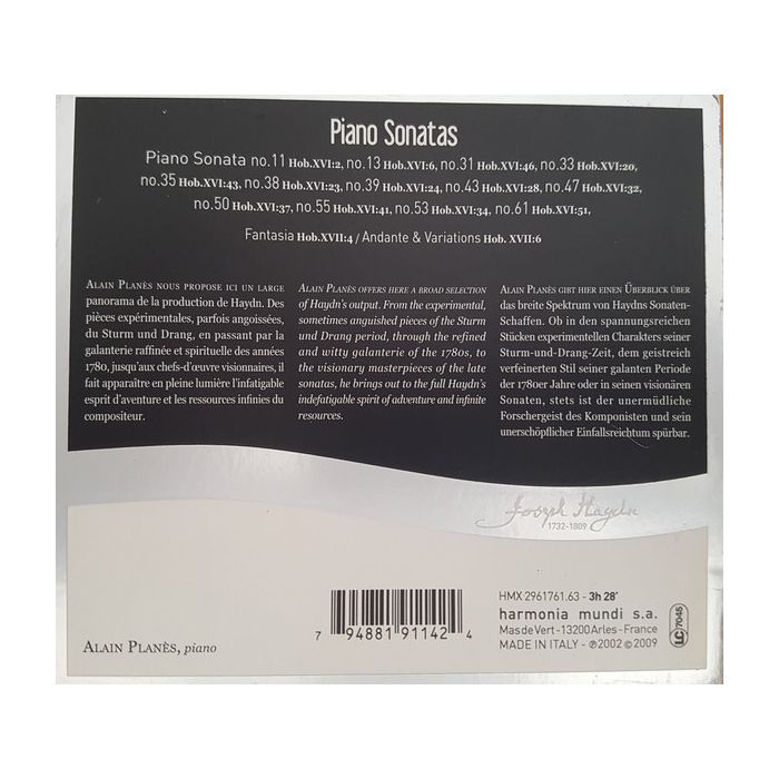 HAYDN EDITION  /  Piano Sonatas Vol. 1 - nos. 11, 13, 31, 33, 35, 38, 39, 43, 47, 50, 53, 55 & 61  - slide-1