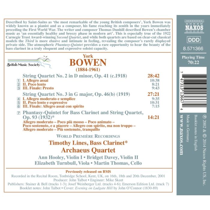 Bowen: String Quartets Nos. 2 and 3; Phantasy-Quintet - slide-1