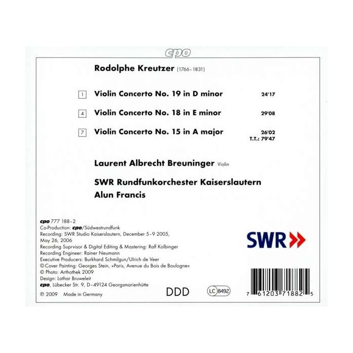 Kreutzer: (1766-1831): Violin Concertos 15, 18 & 19 - slide-1