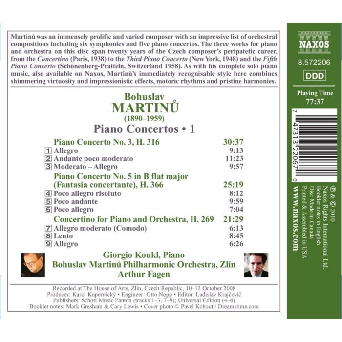 Martinu: Piano Concertos Vol. 1 Vol. 1 - Nos. 3, 5, Concertino - slide-1
