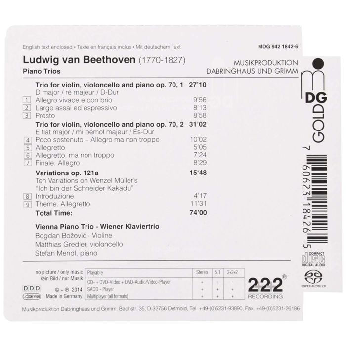 Beethoven: Piano Trios op. 70; Variations on „Ich bin der Schneider Kakadu“ - slide-1