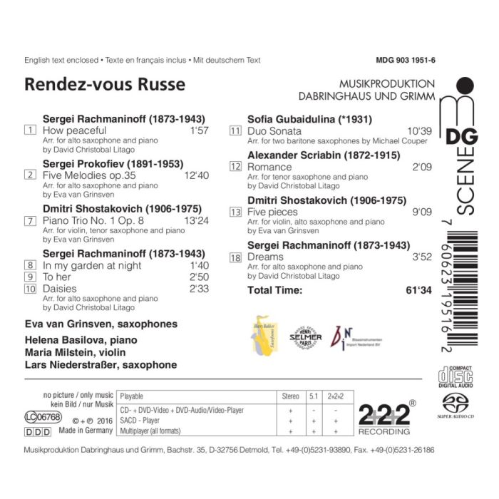Transcriptions For Sax Rendez-vous Russe -Transcriptions For Sax: Prokofiev, Rachmaninov & Shostakovich: - slide-1