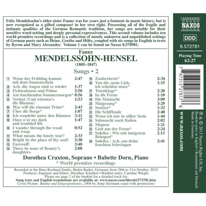 Mendelssohn-Hensel: Songs Vol. 2 - slide-1