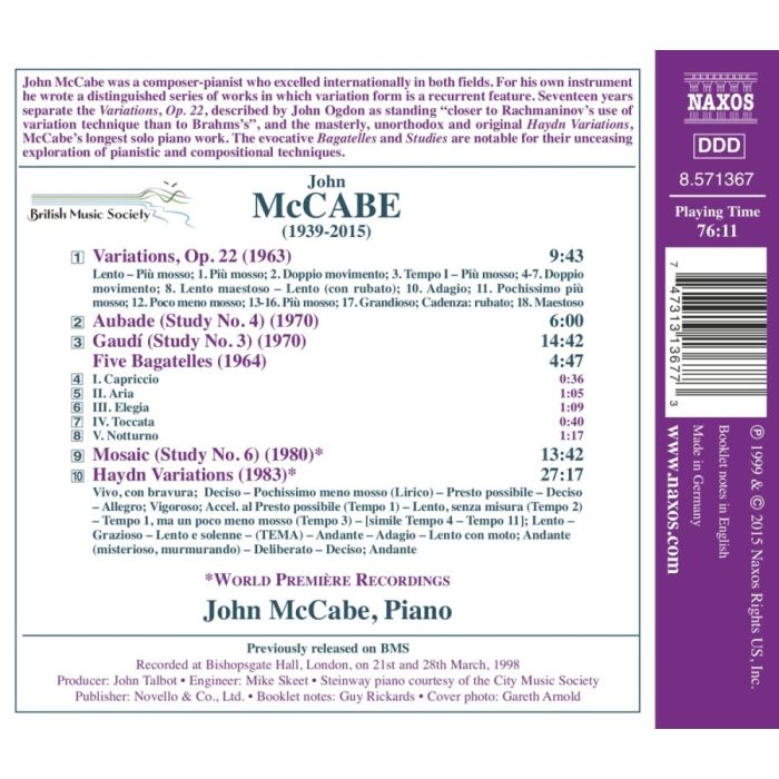 McCabe, John: Piano Music - Variations; Aubade; Gaudí; ... - slide-1