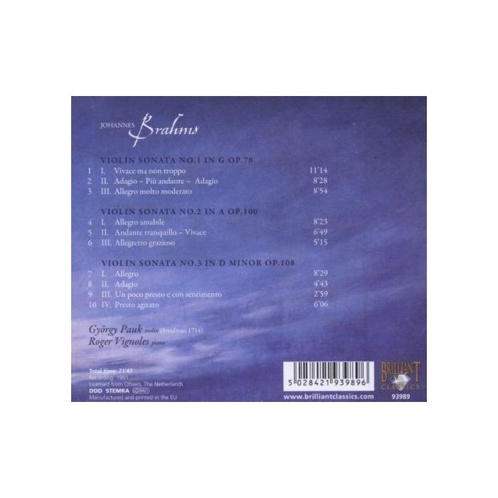 Brahms: Violin Sonatas Nos. 1-3 - slide-1