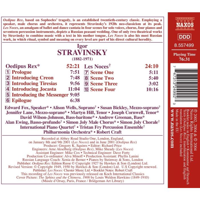 STRAVINSKY: Oedipus Rex, Les Noces - slide-1