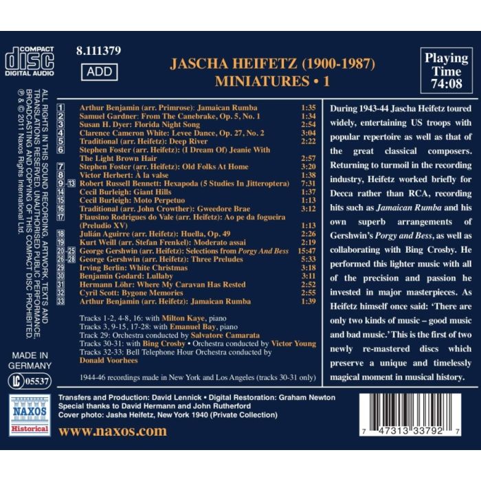 Jascha Heifetz: Miniatures • 1 - Jamaican Rumba, Summertime, Mack the Knife, White Christmas, … - slide-1