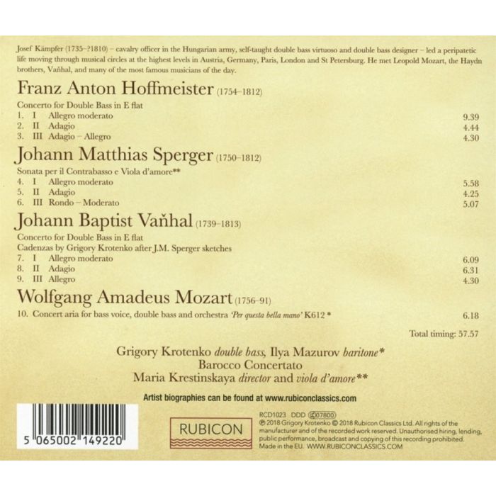 Travels with Goliath - Hoffmeister; Vanhal; Sperger; Mozart - slide-1