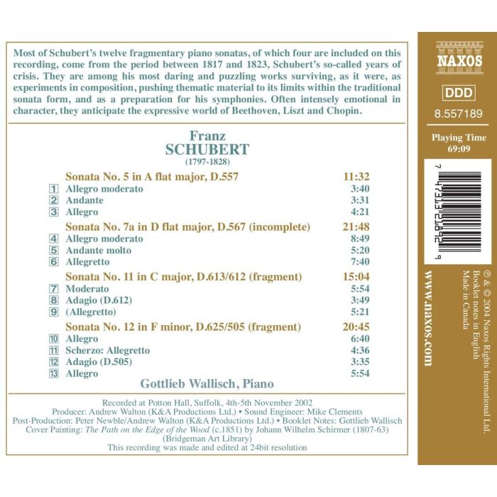 SCHUBERT: Piano Sonatas 5, 7, 11, 12 - slide-1