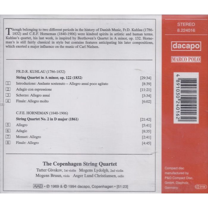 KUHLAU / HORNEMAN: String Quartets - slide-1