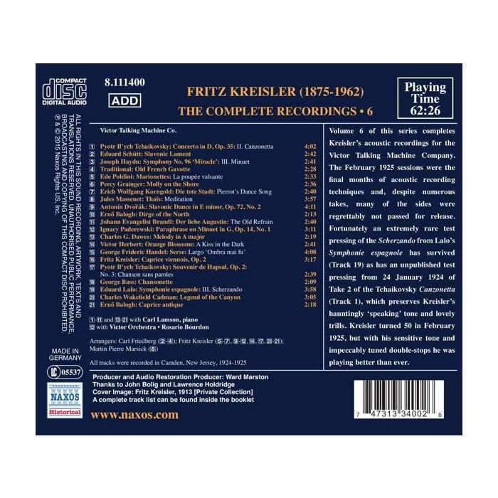Kreisler, Fritz: The Complete Recordings Vol. 6 - slide-1