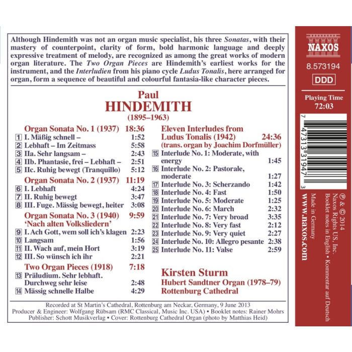 Hindemith: Organ Sonatas Nos. 1 - 3 Eleven Interludes - slide-1