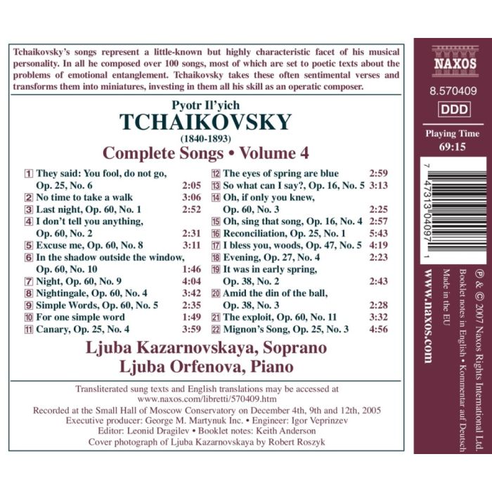TCHAIKOVSKY: Complete Songs Vol. 4 - slide-1
