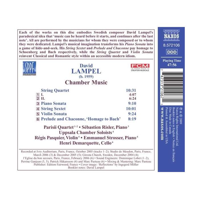 LAMPEL: Chamber Music - String Quartet, String Sextet, Piano Sonata, Violin Sonata, Prelude and Chaconne, 