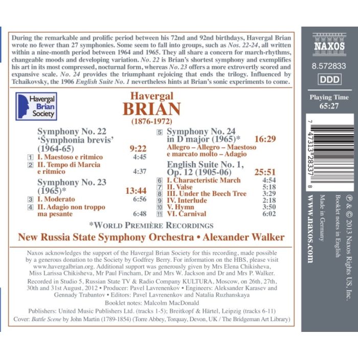 Havergal Brian: Symphonies Nos. 22, 23 & 24, English Suite No. 1 - slide-1