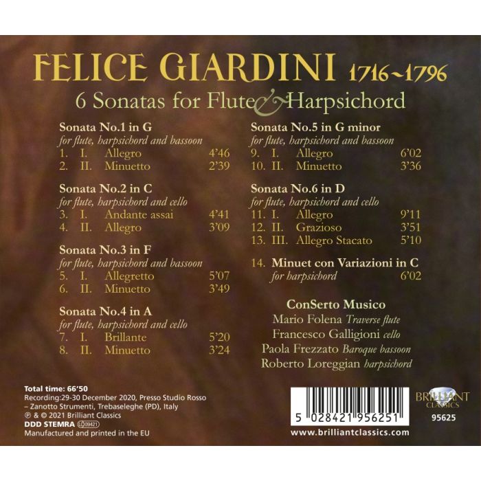 Giardini: 6 Sonatas for Flute & Harpsichord - slide-1