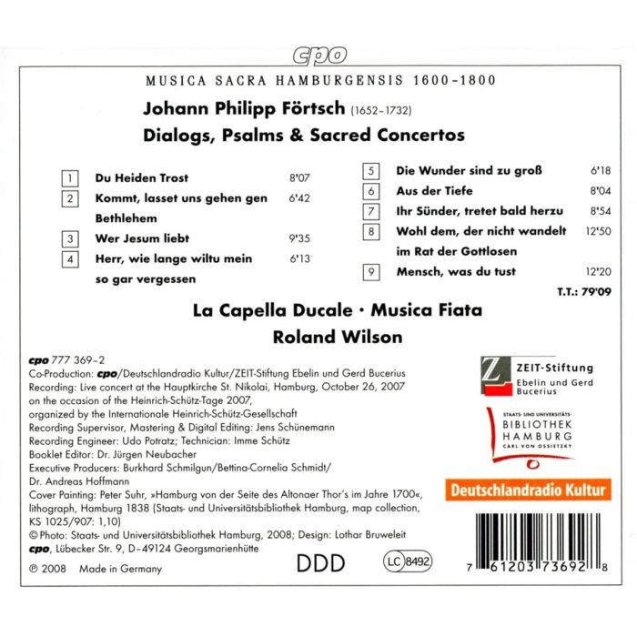 Musica Sacra Hanburgensis 1600-1800 - Johann Philipp FÖRTSCH (1652-1732): Dialogs, Psalms & Sacred Concertos - slide-1