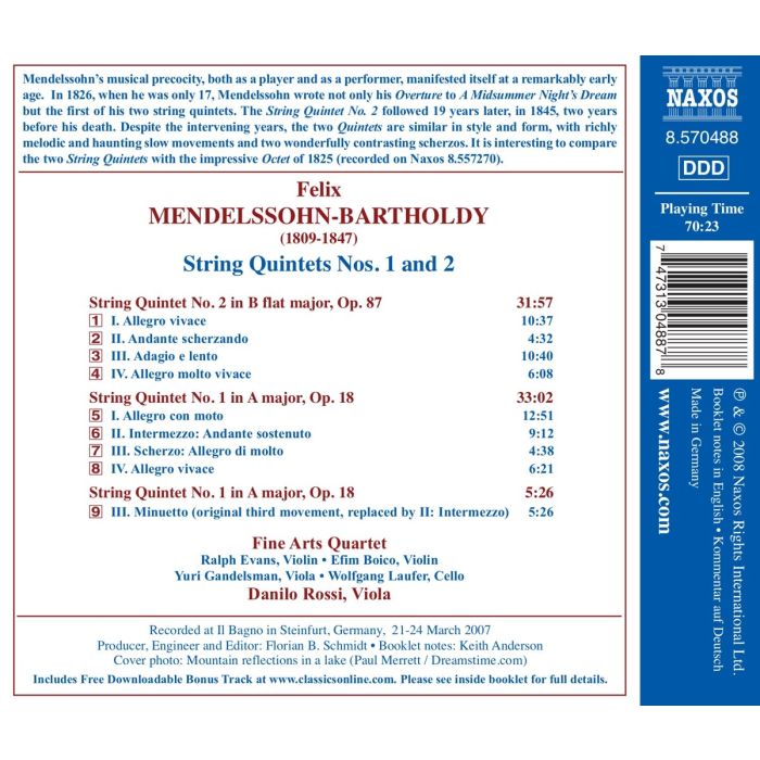 Mendelssohn:  String Quintets - slide-1