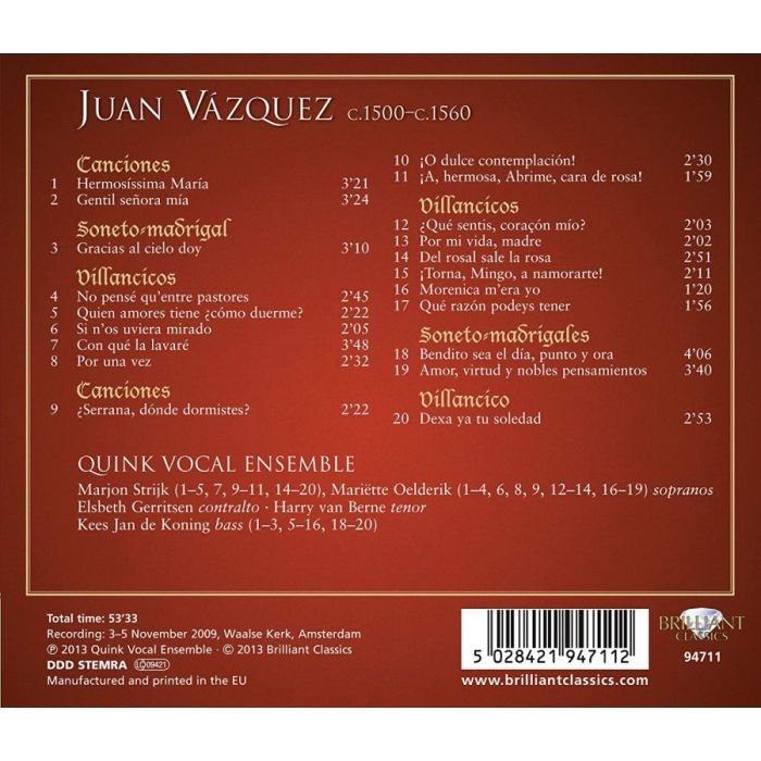 Vazquez: Gentil Señora Mia, 16th Century Songs and Villancicos - slide-1