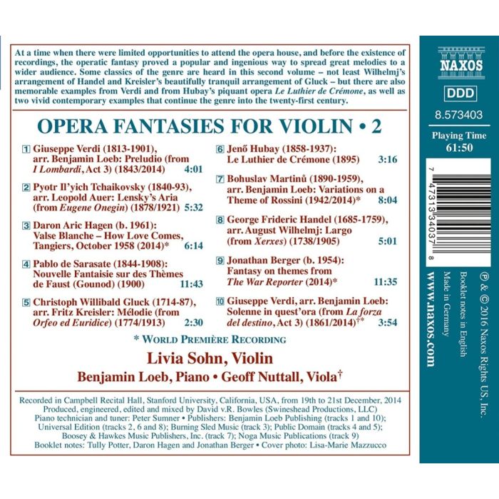 Opera Fantasies for Violin Vol. 2 - Verdi; Tchaikovsky, Hagen; Sarasate; Gluck; Hubay; Handel; ... - slide-1