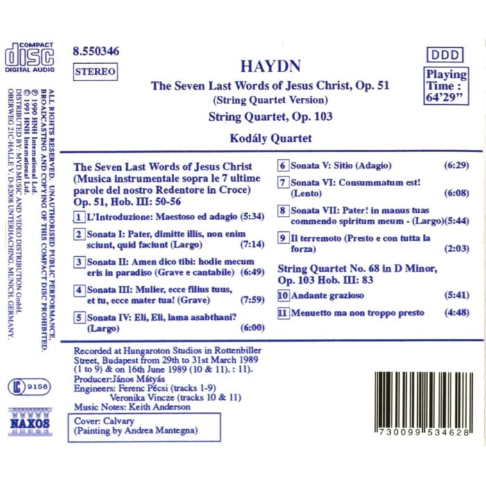 Haydn: String Quartets Opp. 103 and 51, '7 Last Words of Jesus Christ' - slide-1