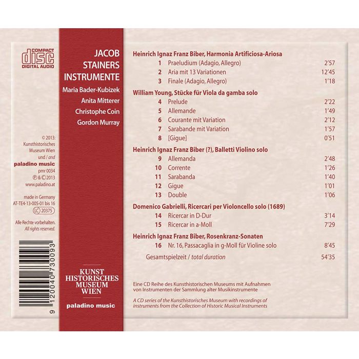 Jacob Stainers Instrumente - Heinrich Ignaz Franz Biber, William Young & Domenico Gabrielli - slide-1
