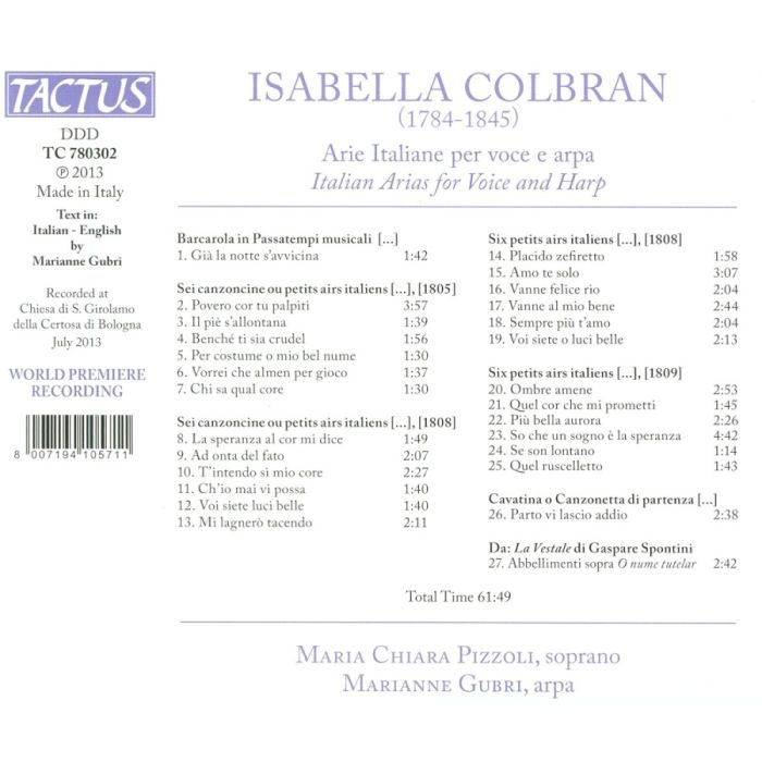Colbran: Arie Italiane per voce e arpa - slide-1