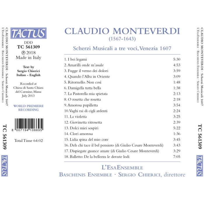 Monteverdi: Scherzi Musicali a 3 voci, Venezia 1607 - slide-1