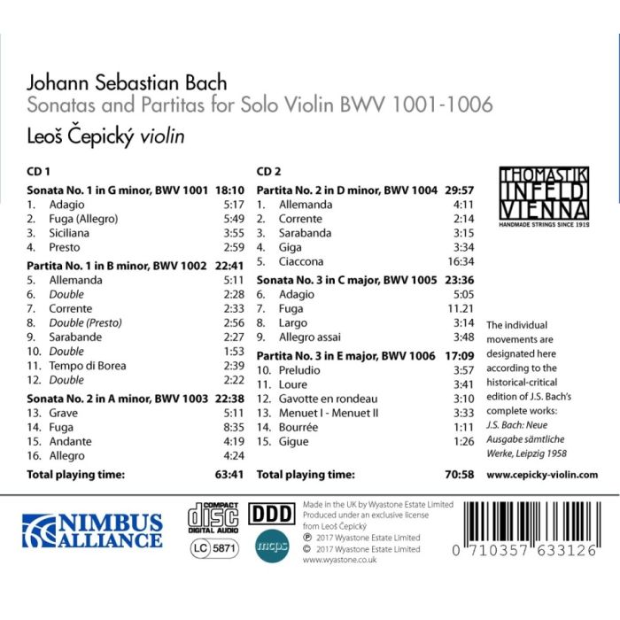 Bach: Sonatas and Partitas for Solo Violin BWV 1001-1006 - slide-1