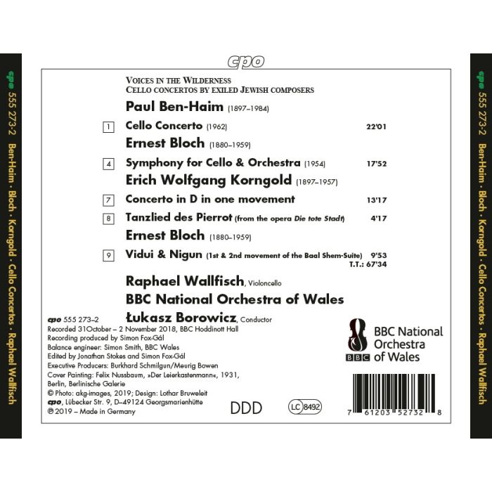 Ben-Haim; Bloch; Korngold: Cello Concertos - slide-1