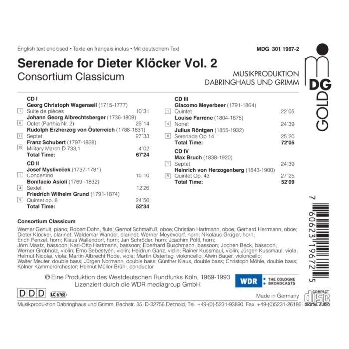 Serenade for Dieter Klöcker Vol. 2 – Albrechtsberger, Bruch, Meyerbeer, Myslivecek, Röntgen, Schubert … - slide-1