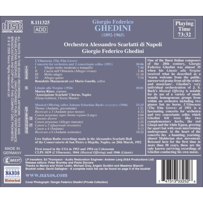 GHEDINI: Concerto detto L'olmoneta, Litanie della Vergine / BACH: Musical Offering (1952) - slide-1