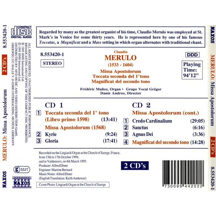 MERULO: Missa Apostolorum, Toccata , Magnificat - slide-1