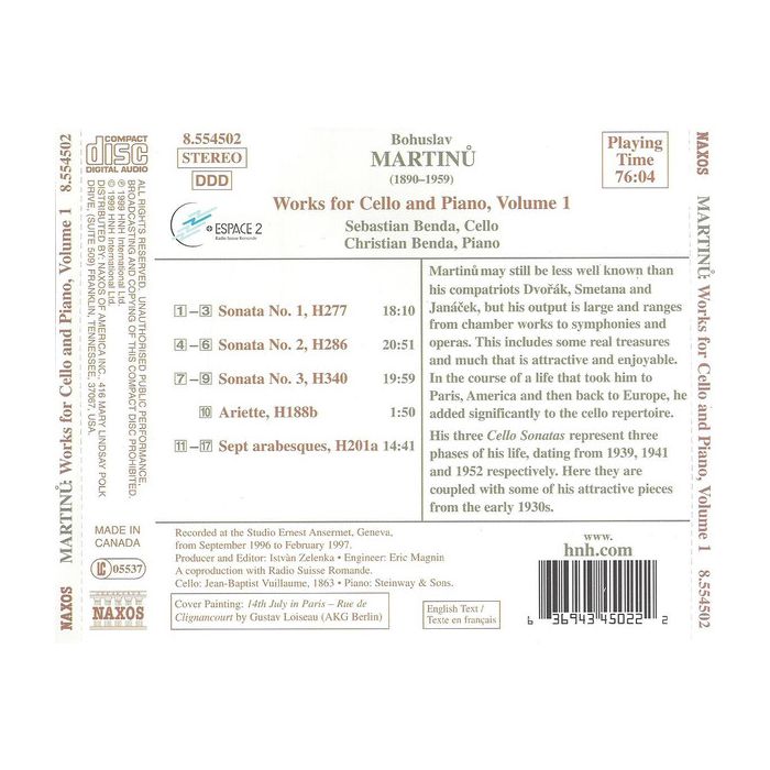 MARTINU: Works for Cello vol. 1 - slide-1