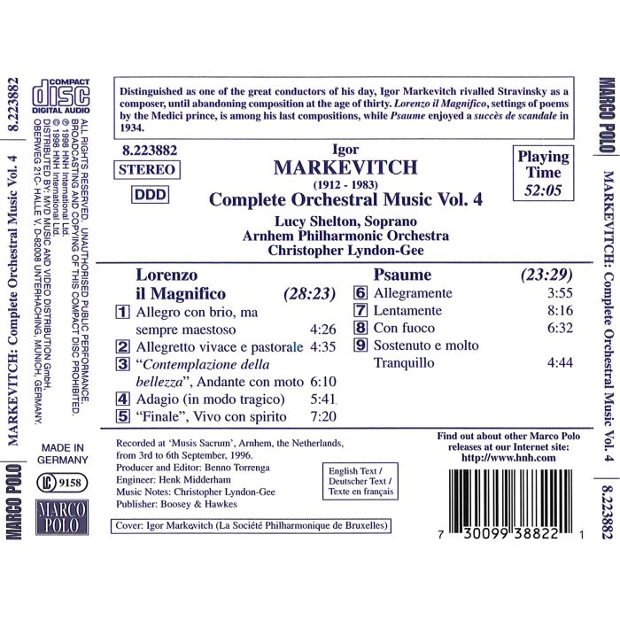 MARKEVITCH: Orchestral Music, Vol. 4 - Lorenzo il Magnifico, Psaume