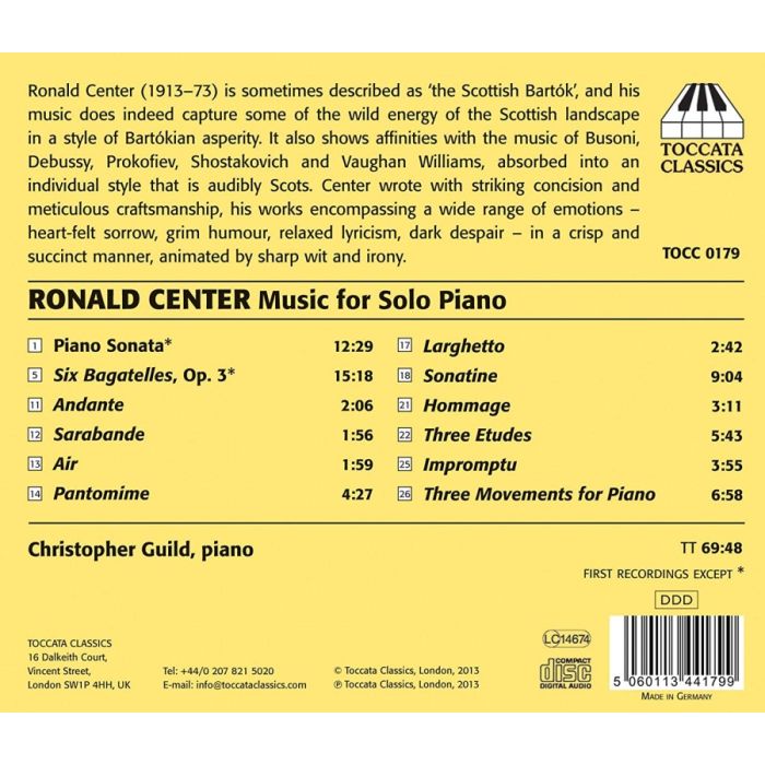Ronald Center: Instrumental and Chamber Music Vol. 1 - Music for Solo Piano - slide-1