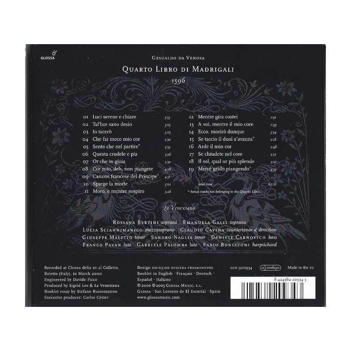Gesualdo da Venosa: Quarto Libro di Madrigali - slide-1