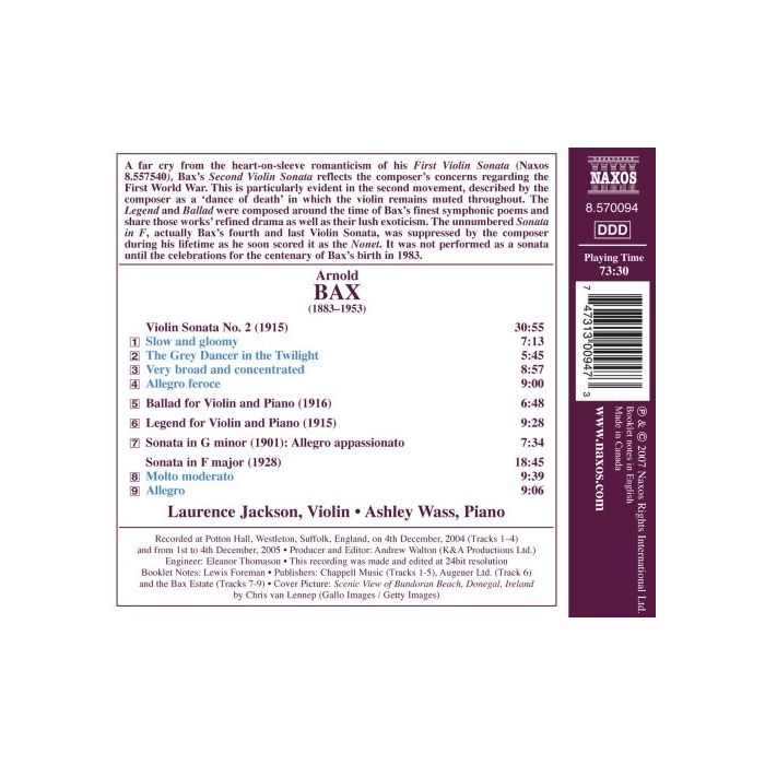 BAX: Violin Sonatas Vol. 2 - slide-1