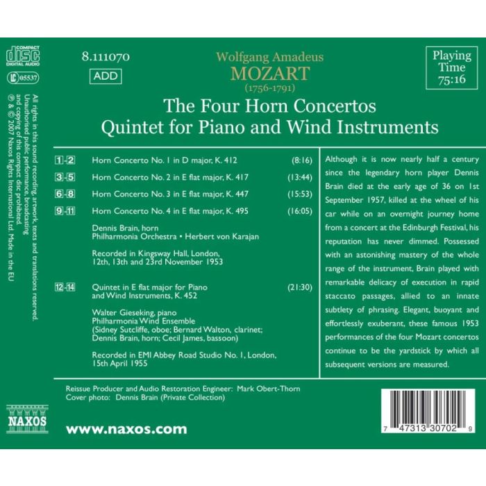 The Four Horn Concertos,  Piano & Wind Quintet - slide-1
