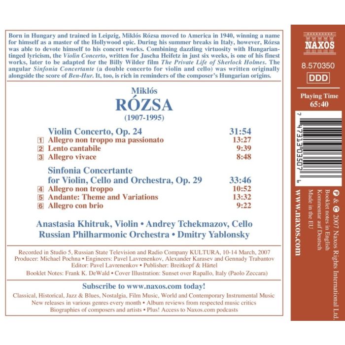 Rozsa: Violin Concerto, Sinfonia Concertante - slide-1