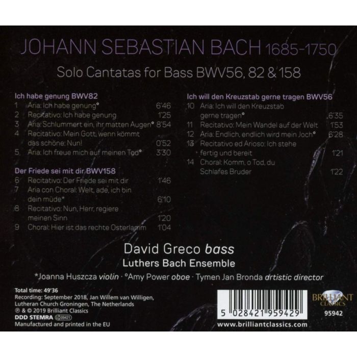 Bach: Solo Cantatas for Bass BWV 56, 82 & 158 - slide-1