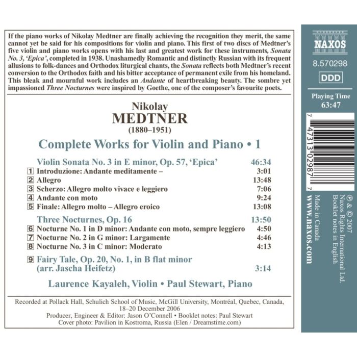 Medtner: Complete Works for Violin  Vol. 1 - slide-1