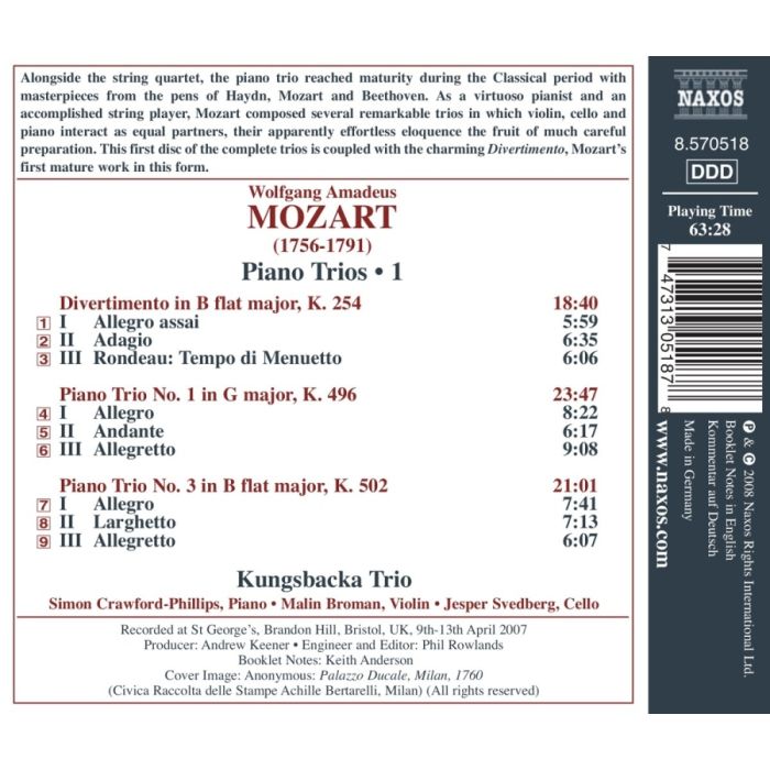 Mozart: W.A.: Piano Trios Vol. 1 - slide-1