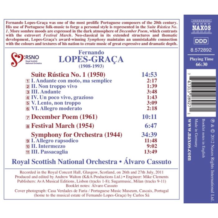 Lopes-Graca: Symphony for Orchestra, Rustic Suite, December Poem - slide-1