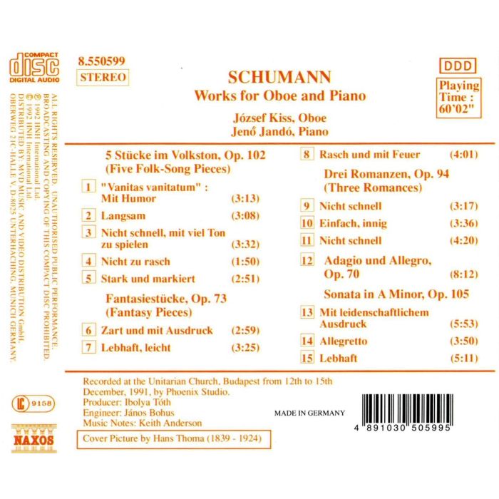 SCHUMANN: Works for Oboe - slide-1